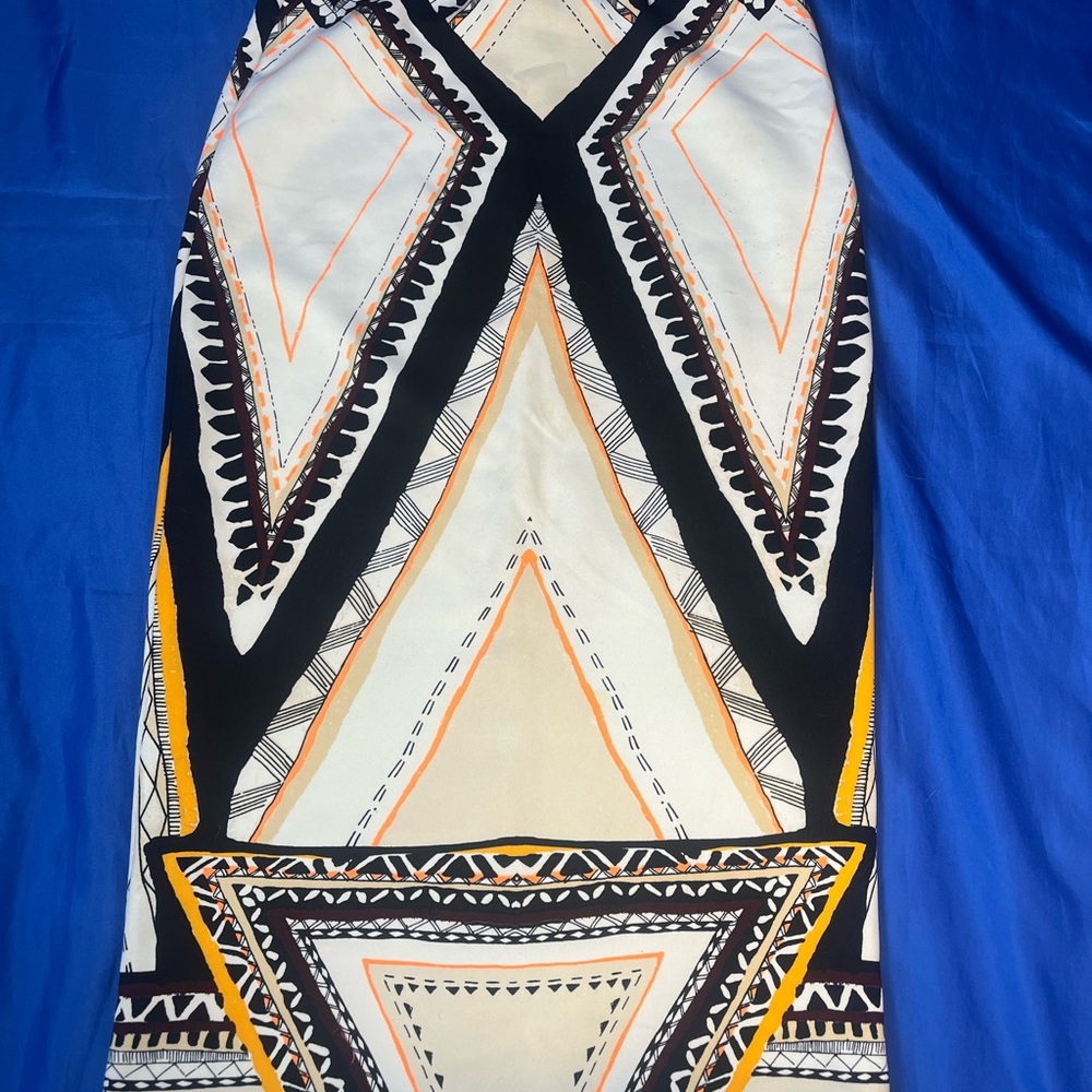 Massimo Geometric Pencil Skirt in Black, White & Yellow